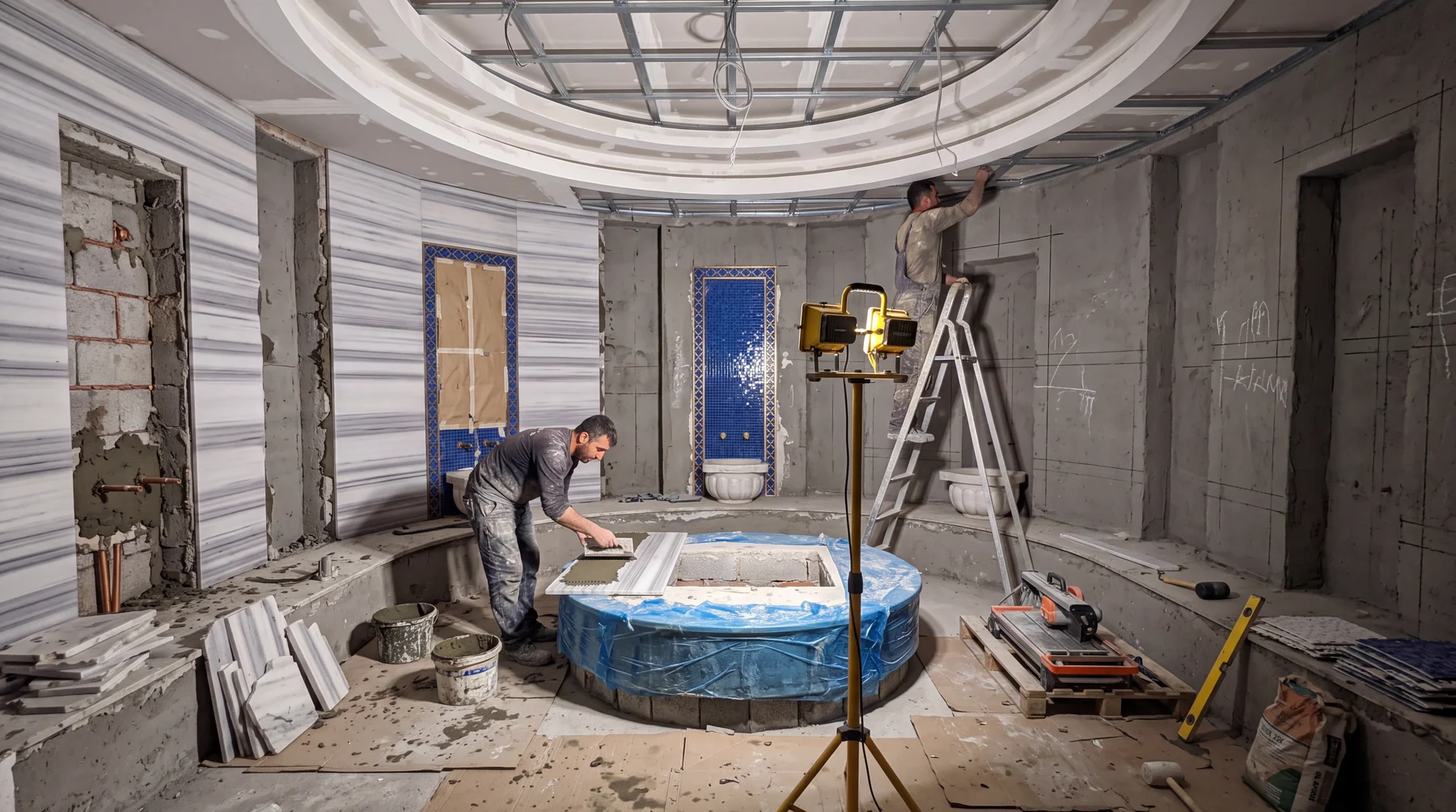 Kubbeli Lacivert Mozaik Hamam — Önce