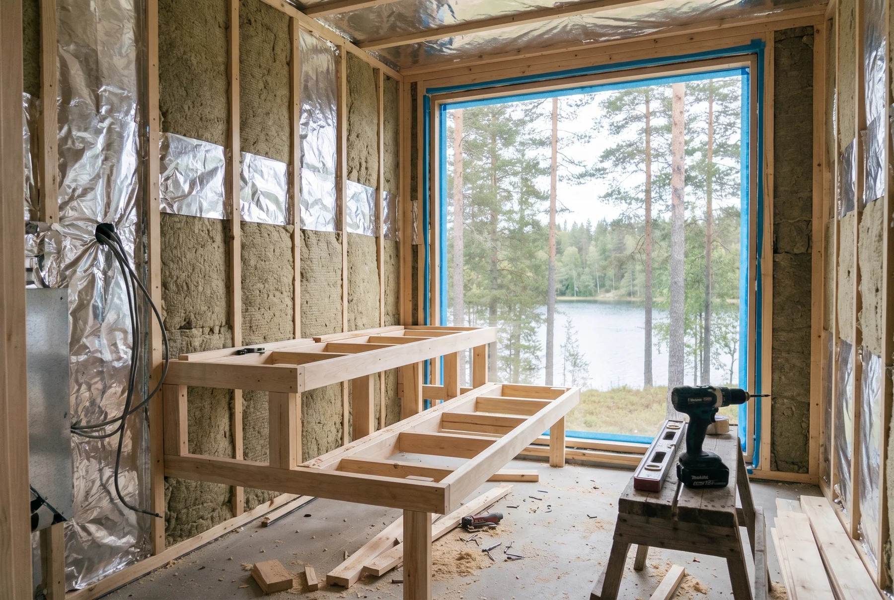 Göl Manzaralı Panoramik Sauna — Önce